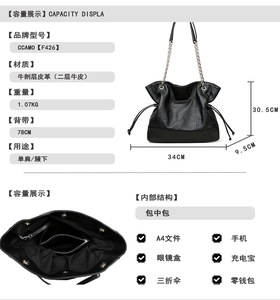 New High Quality Women Messenger Bags for Women Genuine Leather Handbags Crossbody Bags Ladies Shoulder Bags <b>Tote</b> Top-handle - Product Image 2