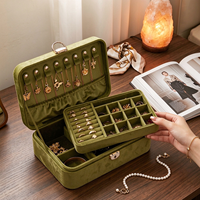 Boîte à bijoux de luxe à 2 étages avec serrure, grande capacité, organiseur de bijoux, boîte de rangement doublée de velours
