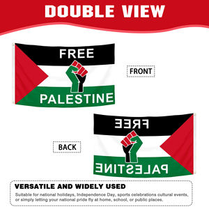 Drapeau de la Palestine Libre 3x5 pieds avec symbole du poing, bannière de protestation résistante à la décoloration en polyester pour les rassemblements pour la liberté et les manifestations pour la paix - Product Image 3