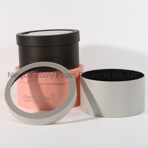 กล่องกระดาษพิมพ์โลโก้ตามสั่ง กล่องดอกไม้ทรงกลม กล่องของขวัญงานแต่งงาน กล่องของขวัญดอกไม้วาเลนไทน์ พร้อมหน้าต่างใส - Product Image 4