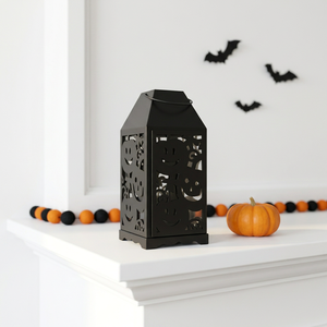 Lanterne à bougie en métal noir 2026, dernière collection, avec découpe sur le thème d'Halloween pour la décoration intérieure - Product Image 4