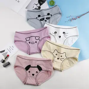 Heißer Verkauf Schöne Frauen Baumwolle Höschen Mädchen Tier Cartoon Print Höschen Dame Briefs