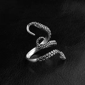 明星和谐朋克新款章鱼戒指不锈钢钛开启欧美个性波爆manu