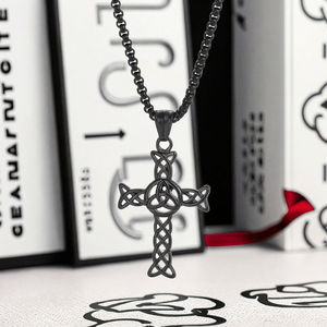 Kalung Salib Baja Anti Karat Model Simpul Tak Berujung Gaya Unisex Liontin Simpul Abadi untuk Pria dan Wanita Harga Grosir - Product Image 2