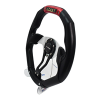TIYPEOR Volant en cuir en forme de D 350mm Volant de dérive de simulateur de jeu plat universel