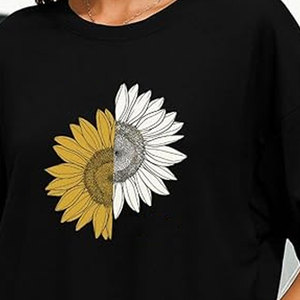 Camiseta informal holgada con estampado gráfico para mujer, de algodón transpirable, a la moda, holgada y moderna. - Product Image 2
