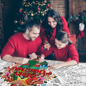 Poster de coloriage personnalisé <span class=keywords><strong>Joyeux</strong></span> Noël, papier à <span class=keywords><strong>dessin</strong></span> DIY, bannière vierge à colorier, nappe à colorier pour la décoration murale de la maison et de l'école - Product Image 4