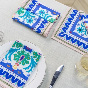Custom Printed Cotton Fabric Napkins with Wash <b>Label</b> for Hotel Restaurant Hospitality Procurement - Product Image 1