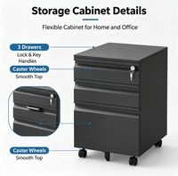Armoire de classement en acier verrouillable pour bureau, 3 tiroirs, haute résistance au feu, anti-humidité, rangement mobile sous le bureau, pour chambre, cuisine, école