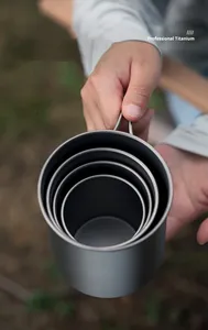 Taza de Titanio para <span class=keywords><strong>Camping</strong></span>, 200ml-750ml, Vajilla Turística, Utensilios de Picnic, Equipo de Cocina para Exteriores, Set de Cocina para Viajes - Product Image 6