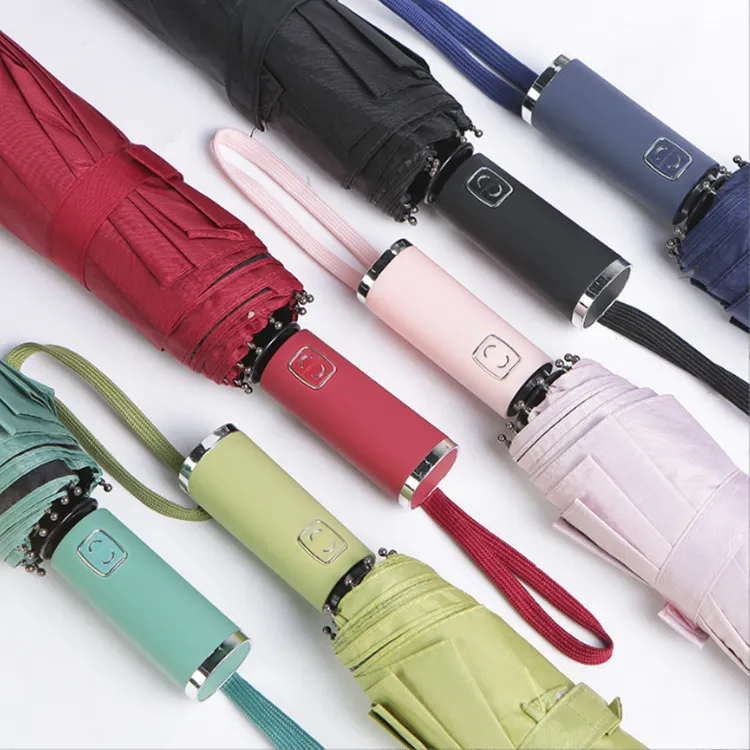 Payung matahari dan hujan, desain baru kualitas baik payung lipat 3 payung lipat otomatis aneka warna