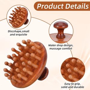 Custom Logo Portable Manual Wooden Scalp <b>Head</b> <b>Massager</b> Brush Wooden Hair Brush Handheld Body Massage Tool Wet Dry Hair Growth - Product Image 5