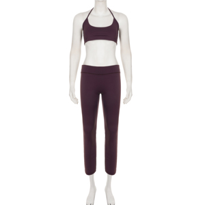 Conjunto de Dos Piezas para Mujer, Estilo Deportivo Casual, Top Corto con Cuello Halter para Yoga y Pantalones Largos Ajustados - Product Image 6