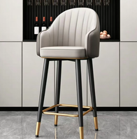 Tabouret de bar pivotant de luxe moderne, hauteur réglable, en cuir PU, avec dossier et accoudoirs, pour îlot de cuisine