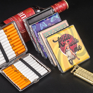 Accessoires pour fumeurs promotionnels en cuir PU <span class=keywords><strong>étui</strong></span> <span class=keywords><strong>à</strong></span> cigarettes LOGO <span class=keywords><strong>personnalisé</strong></span> <span class=keywords><strong>pas</strong></span> <span class=keywords><strong>cher</strong></span> 20 pièces boîte <span class=keywords><strong>à</strong></span> cigarettes imprimée Double face en gros - Product Image 2