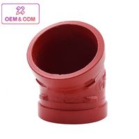 Coude rainuré en fonte ductile RAL3000/Peinture bleue 2"-12" 300 PSI pour la protection incendie, homologué FM CE