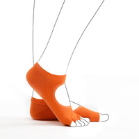 Usine en stock bout ouvert ouvert dos nu cinq doigts coton peigné mince Pilates Yoga chaussettes de sol pour les femmes