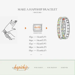 Hapiship เดซี่สีดํา 26 ตัวอักษร A-Z อิตาเลี่ยน Links Charm Fit 9 มม.สร้อยข้อมือสแตนเลสเครื่องประดับ DIY ทํา DJ006 - Product Image 5