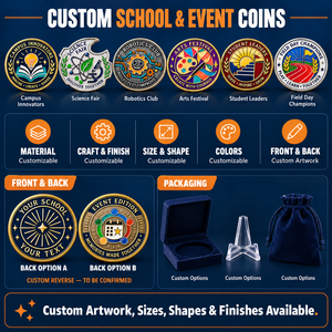 Monedas de desafío personalizadas de metal esmaltado suave para clubes escolares, insignias conmemorativas redondas para estudiantes OEM ODM - Product Image 4