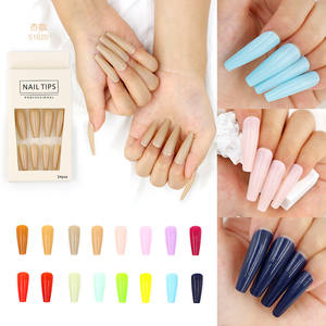 Bailarina arcoíris de cobertura completa para uñas, uñas artificiales, diseño de ataúd largo, prensa sobre puntas de uñas - Product Image 5