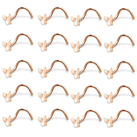Bijoux de perçage de la narine en acier inoxydable de haute qualité, anneau de nez papillon en forme de S, vente en gros