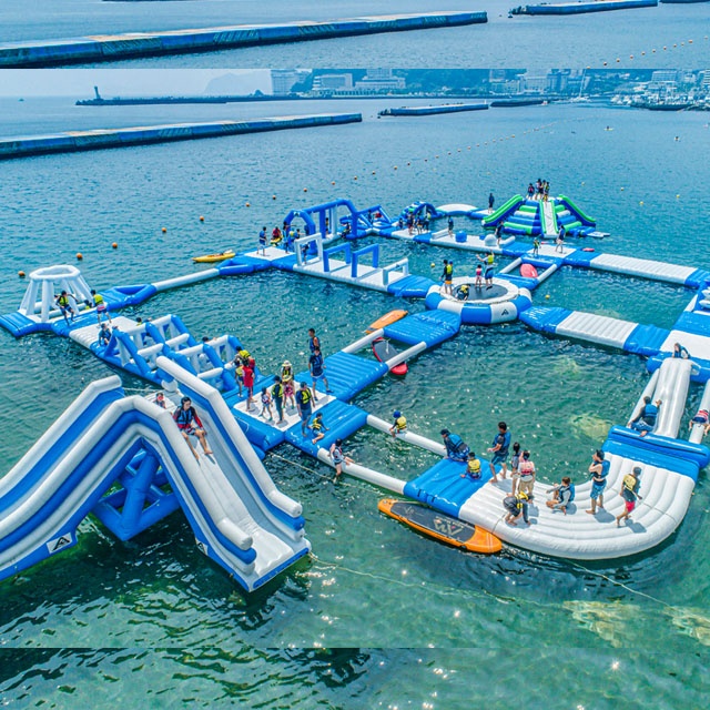 Lilytoys Nieuwe Ontwerp Opblaasbare Aqua Park 0.9 Pvc Water Games Park Apparatuur