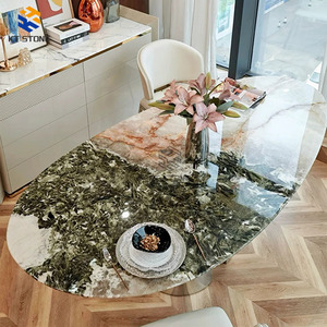 <span class=keywords><strong>Table</strong></span> à manger rectangulaire en marbre blanc luxueux moderne, surface naturelle polie pour la maison, le salon, la villa, l'appartement, les hôtels - Product Image 2
