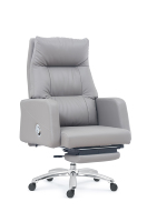 JOHOOFURNITURE Chaise de bureau exécutive moderne en cuir beige, ergonomique, dossier haut, pivotante avec repose-pieds, chaise de patron, Sedia Da Ufficio