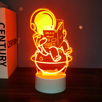 Lampe de nuit artistique 3D lumineuse et colorée Veilleuse à LED Décoration intérieure de bureau Tables d'astronautes télécommandées Lampe acrylique pour chambre à coucher