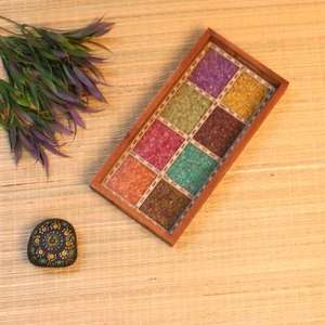 ถาดไม้ประดับอัญมณีทำมือ ถาดเสิร์ฟตกแต่งพร้อมงานฝังหิน สำหรับตกแต่งบ้าน เสิร์ฟชา และเป็นของขวัญ - Product Image 4