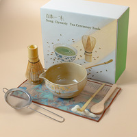 Ensemble de thé matcha japonais avec logo personnalisé, design traditionnel, fouet naturel pour la cérémonie du thé, bols à matcha