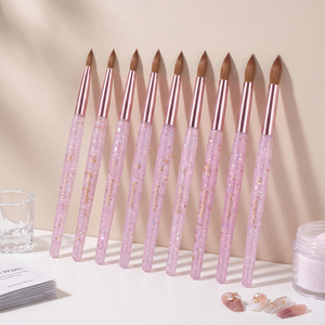 Ensemble de pinceaux professionnels pour nail art en Kolinsky, 9 tailles, manche rose pailleté, pour manucure acrylique, usage en salon - Product Image 5
