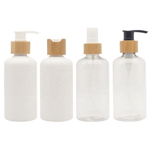 100ml 150ml 250ml 500ml 8oz Cosmetic Packaging Lotion Shampoo Pet Plastic Bamboo Lid Pump Screen Printing Free - Product Image 1