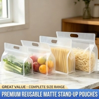 Sachets en plastique jetables en gros avec fermeture éclair, résistants à la chaleur, imprimés sur mesure, transparents, givrés, à fond carré