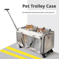 Sac à dos pour animaux de compagnie Oxford à double compartiment, pliable, avec roulettes, sac de voyage à roulettes silencieuses 360°, pour deux chats, petits chiens, transport en extérieur