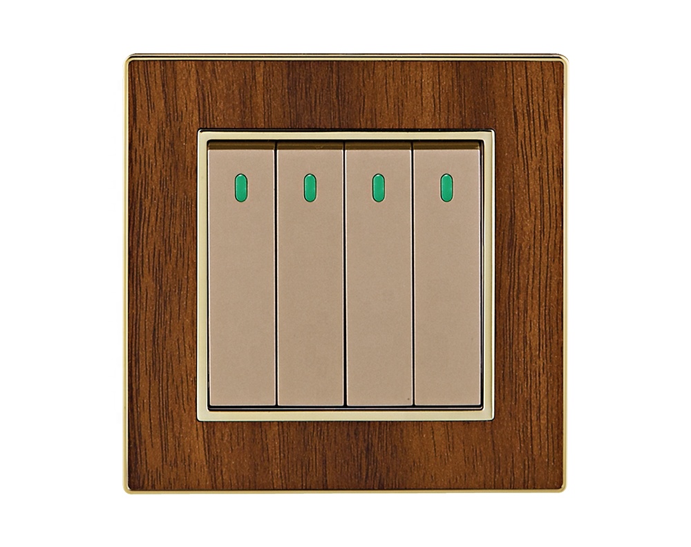 China Wenzhou 4 Gang Wood Grain Gang Wall Switch Smart Home Wall Switch