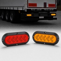 Feux arrière ovales rouges ambre à LED de 6 pouces, clignotants, feux de freinage, montage en surface pour camion, remorque, bus, 12V DC