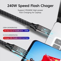 Câble USB Type-C tressé 1m 2m 60W 100W 240W, transfert de données rapide, réponse rapide, charge Type-C 240W, câble USB-C vers USB-C 240W