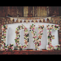 Lettres de fleurs décoratives, fournitures de fête événement, lettres de fleurs artificielles géantes pour décoration de mariage