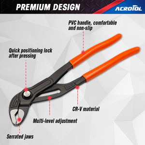 Premium CRV <strong>Waterpump</strong> <strong>Plier</strong> 7/10/12 Inch Hardened Black Finish, Anti-Slip Dipped Handle, Heavy Duty Professional Tool - Product Image 4