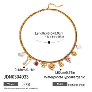 J & D Ocean Jewelry Impermeable 18K PVD Chapado en oro Conch Shell Vieira Dos capas Collar de playa de verano - Product Image 2