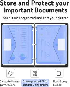Pochette de classement A4 en polyéthylène avec fermeture hermétique, dossiers à chargement latéral, intercalaires à 3 anneaux avec poches, format Lettre - Product Image 2