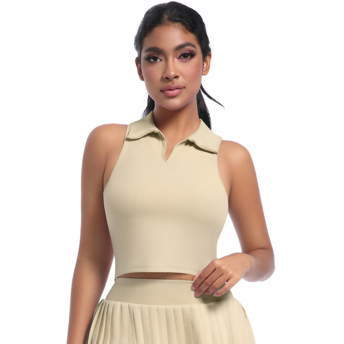 เสื้อกั๊กสีคาเมลอ่อน