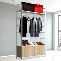 Présentoirs de Vêtements Modernes en Acier et Bois pour Boutiques, Étagères Suspendues pour Magasins de Vêtements, Idéaux pour la Publicité