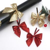 Décorations de Noël en polyester, petits nœuds papillon scintillants, nœuds rouges pour décorations d'arbre, approvisionnement transfrontalier