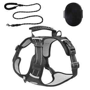 ชุดสายจูงสุนัขพร้อมสายจูงและแปรงเสริมสวยไนล่อนเกรดทหารไม่ดึงสายรัดสะท้อนแสงสำหรับสุนัข - Product Image 4