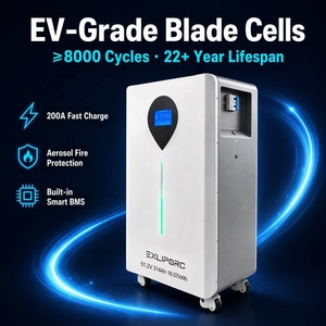 EXLIPORC 16kWh LiFePO4 <b>Battery</b> EV-Grade Blade Cells 51.2V 314Ah 200A Stackable Hybrid Grid Whole-Home <b>Backup</b> Power Wall - Product Image 1