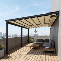 Motorisierte Einziehbare Markise PVC Wasserdichtes Faltbares Vordach mit UV-Schutz-Stoff für Terrasse Pergola Garten und Deck
