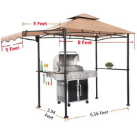 Stock américain 1 pièce Liquidation de quantité minimale de commande Couleur kaki Backyard Soft Top Grill Gazebo avec étagères de bar et crochets pour BBQ Party