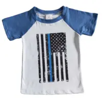 2022 hot sale boys clothes wholesale short sleeve shirt For Children 4th of July blue short-sleeve white Top baby kids clothing